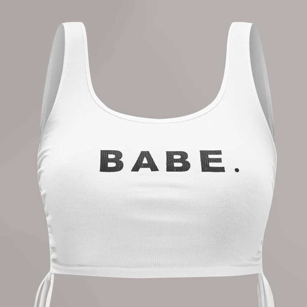New- Plus Letter “BABE” Drawstring Side Tank Top
